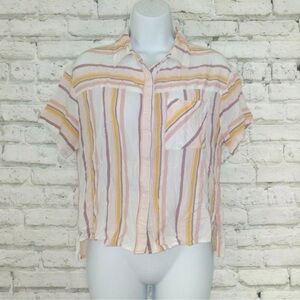 Paper Crane beach striped top button up